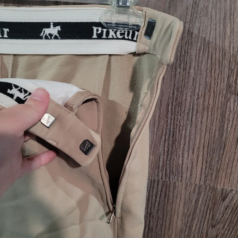 Pikeur Knee Breeches Size 30 x 26.5 Beige Side Zip Adjustable Ankle Equestrian